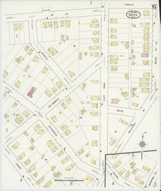 Sanborn Fire Insurance Map from Scotia, Schenectady County, New York (1914), Sheet #0006 - Historic Sanborn Fire Insurance Map Print, vintage old map wall art, antique decor, genealogy gift, New York New York map