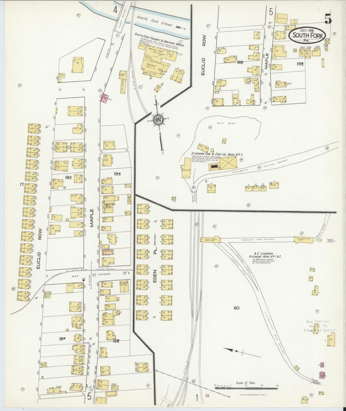 Sanborn Fire Insurance Map from South Fork, Cambria County, Pennsylvania (1916), Sheet #0005 - Complete Map Set gallery image, historic Sanborn map, vintage wall art, Pennsylvania Pennsylvania