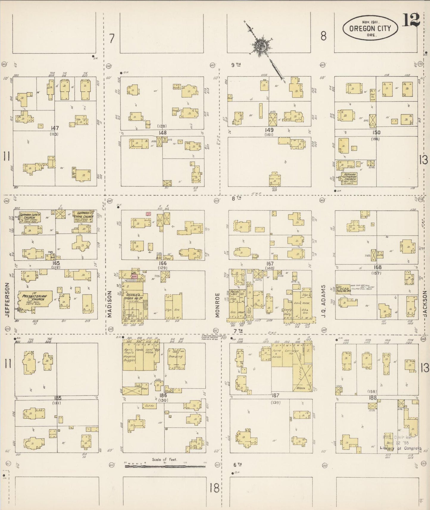 Sanborn Fire Insurance Map from Oregon City, Clackamas County, Oregon (1911), Sheet #0012 - Complete Map Set gallery image, historic Sanborn map, vintage wall art, Oregon Oregon