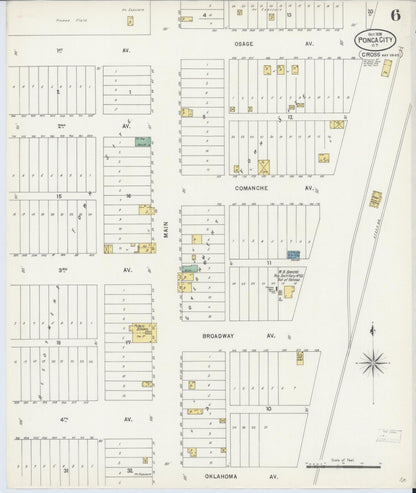 Sanborn Fire Insurance Map from Ponca City, Kay County, Oklahoma (1898), Sheet #0006 - Complete Map Set gallery image, historic Sanborn map, vintage wall art, Oklahoma Oklahoma