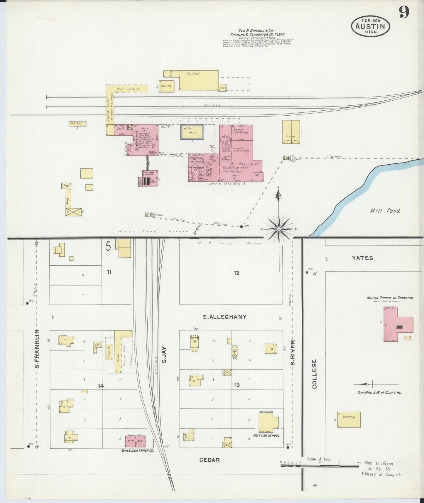 Sanborn Fire Insurance Map from Austin, Mower County, Minnesota (1905), Sheet #0009 - Complete Map Set gallery image, historic Sanborn map, vintage wall art, Minnesota Minnesota