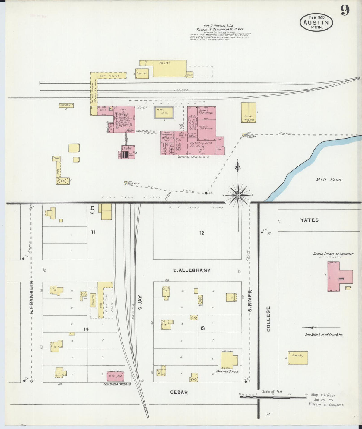 Sanborn Fire Insurance Map from Austin, Mower County, Minnesota (1905), Sheet #0009 - Complete Map Set gallery image, historic Sanborn map, vintage wall art, Minnesota Minnesota