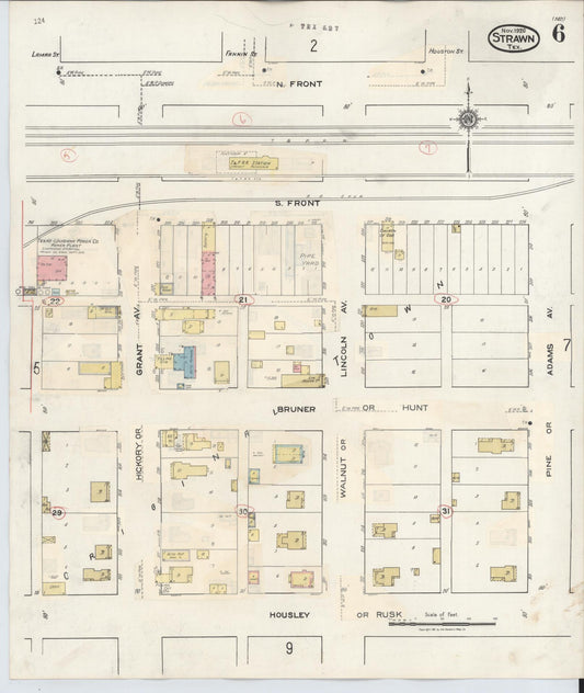 Sanborn Fire Insurance Map from Strawn, Palo Pinto County, Texas (1944), Sheet #0006 - Historic Sanborn Fire Insurance Map Print, vintage old map wall art, antique decor, genealogy gift, Texas Texas map
