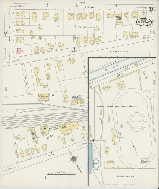 Sanborn Fire Insurance Map from Brockport, Monroe County, New York (1914), Sheet #0009 - Historic Sanborn Fire Insurance Map Print, vintage old map wall art, antique decor, genealogy gift, New York New York map