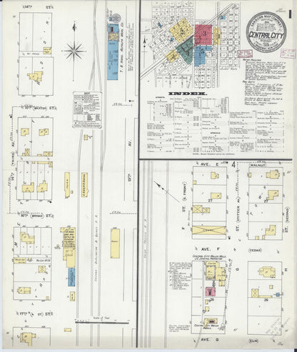 Sanborn Fire Insurance Map from Central City, Merrick County, Nebraska (1909), Sheet #0001 - Complete Map Set gallery image, historic Sanborn map, vintage wall art, Nebraska Nebraska