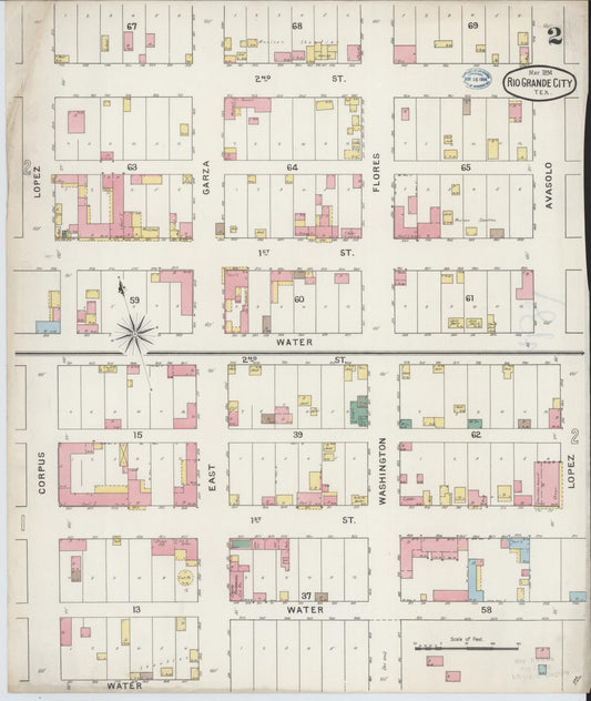 Sanborn Fire Insurance Map from Rio Grande City, Starr County, Texas (1894), Sheet #0002 - Historic Sanborn Fire Insurance Map Print, vintage old map wall art, antique decor, genealogy gift, Texas Texas map