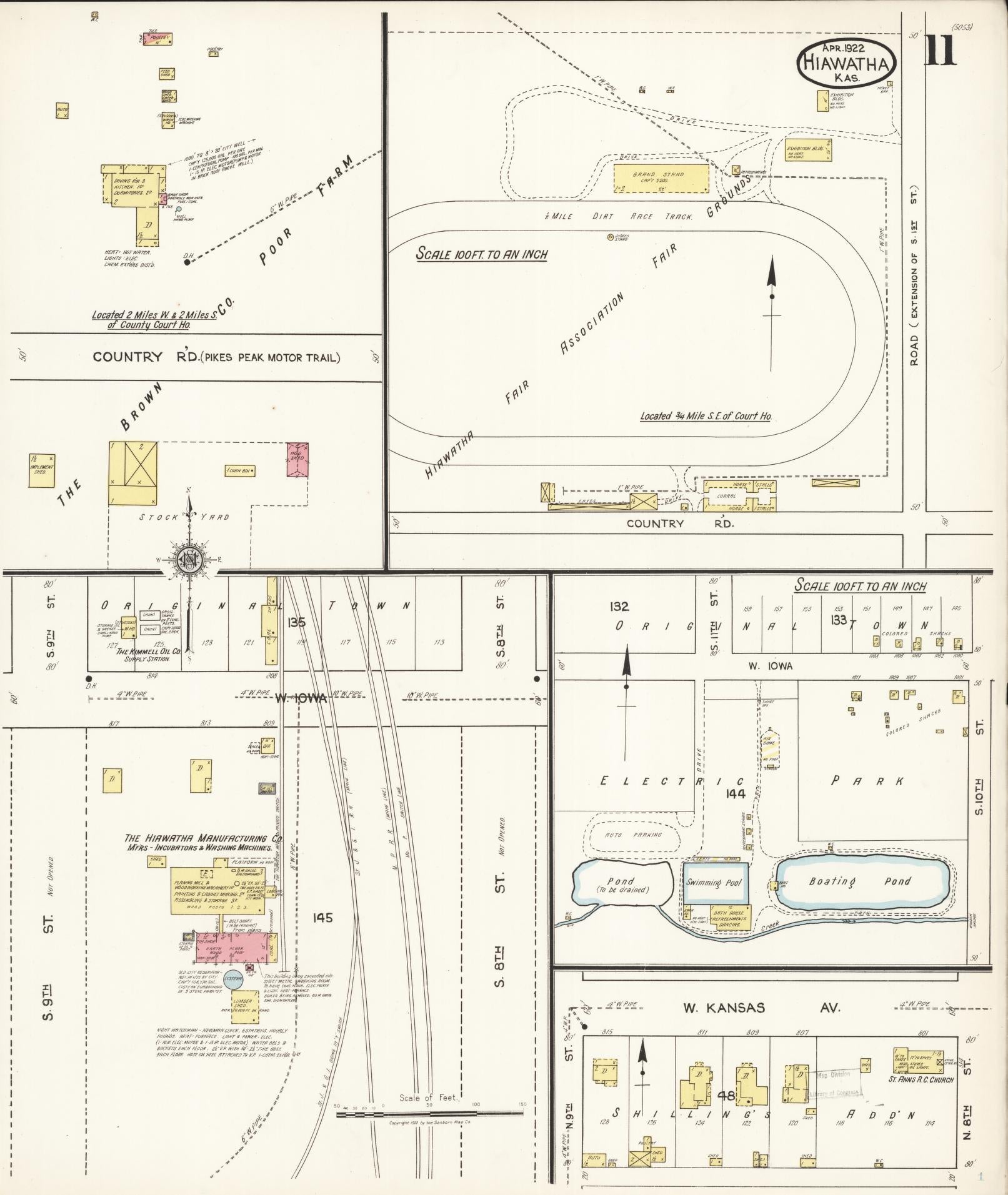 Sanborn Fire Insurance Map from Hiawatha, Brown County, Kansas (1922), Sheet #0011 - Historic Sanborn Fire Insurance Map Print, vintage old map wall art, antique decor, genealogy gift, Kansas Kansas map