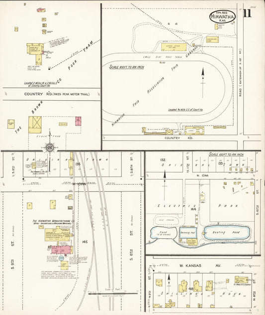Sanborn Fire Insurance Map from Hiawatha, Brown County, Kansas (1922), Sheet #0011 - Historic Sanborn Fire Insurance Map Print, vintage old map wall art, antique decor, genealogy gift, Kansas Kansas map