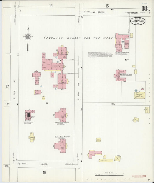 Sanborn Fire Insurance Map from Danville, Boyle County, Kentucky (1914), Sheet #0018 - Historic Sanborn Fire Insurance Map Print, vintage old map wall art, antique decor, genealogy gift, Kentucky Kentucky map