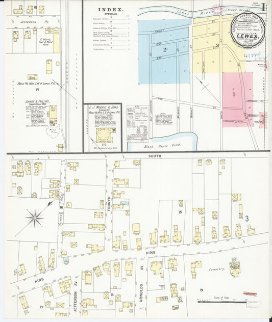 Sanborn Fire Insurance Map from Lewes, Sussex County, Delaware (1897), Sheet #0001 - Complete Map Set gallery image, historic Sanborn map, vintage wall art, Delaware Delaware