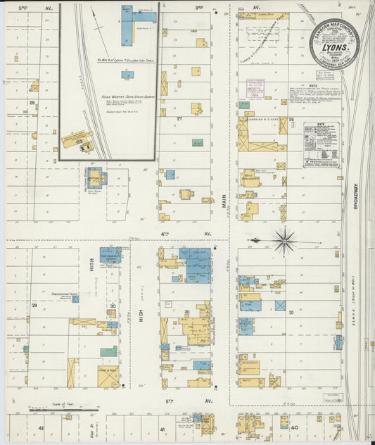 Sanborn Fire Insurance Map from Lyons, Boulder County, Colorado (1904), Sheet #0001 - Historic Sanborn Fire Insurance Map Print, vintage old map wall art, antique decor, genealogy gift, Colorado Colorado map