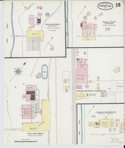 Sanborn Fire Insurance Map from Ironton, Lawrence County, Ohio (1889), Sheet #0013 - Historic Sanborn Fire Insurance Map Print, vintage old map wall art, antique decor, genealogy gift, Ohio Ohio map