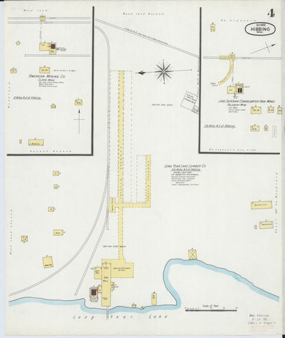 Sanborn Fire Insurance Map from Hibbing, Saint Louis County, Minnesota (1900), Sheet #0004 - Historic Sanborn Fire Insurance Map Print, vintage old map wall art, antique decor, genealogy gift, Minnesota Minnesota map