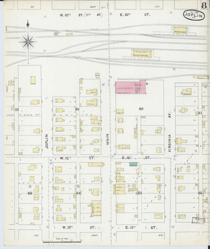 Sanborn Fire Insurance Map from Joplin, Jasper County, Missouri (1891), Sheet #0008 - Complete Map Set gallery image, historic Sanborn map, vintage wall art, Missouri Missouri