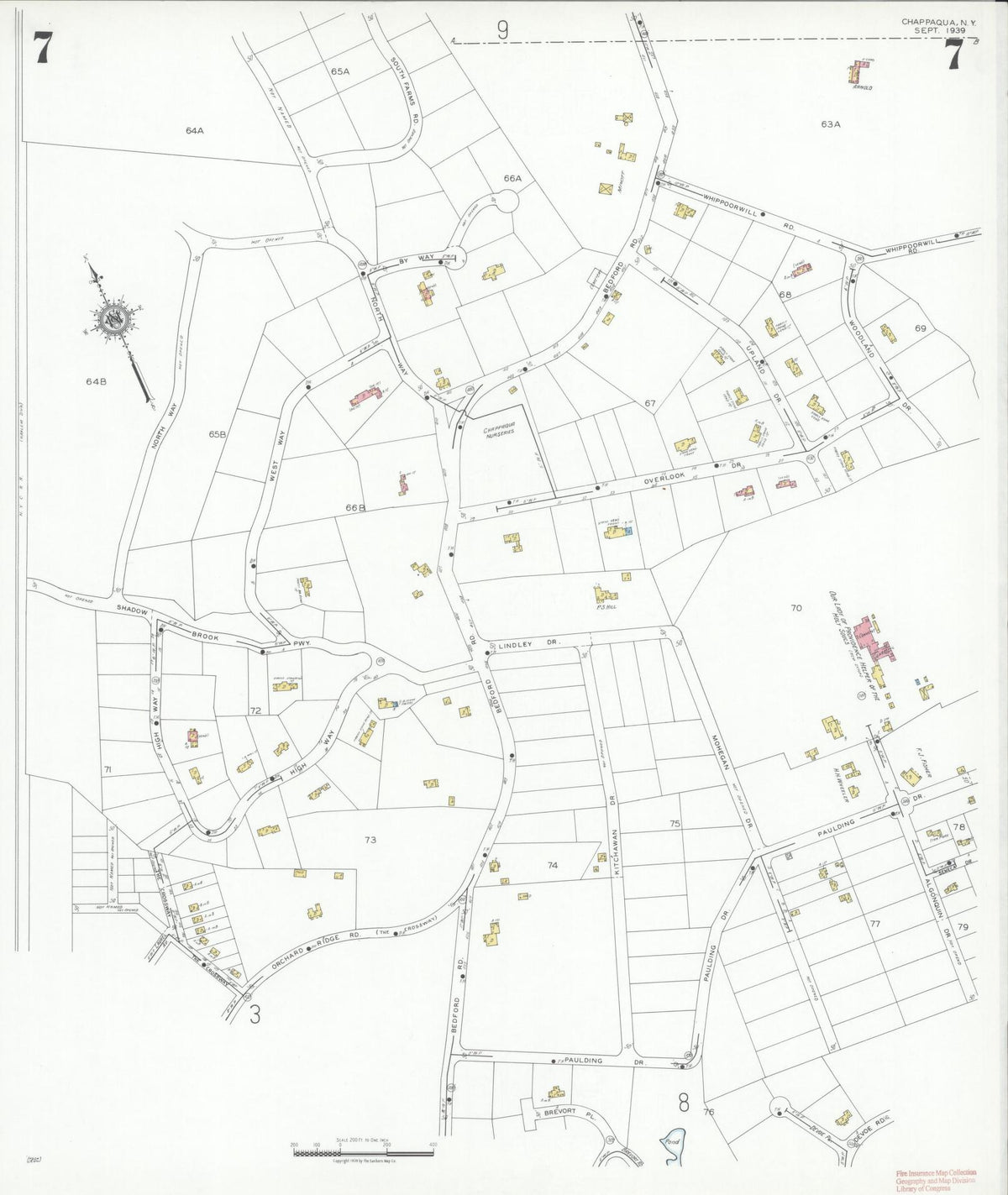 Sanborn Fire Insurance Map from Chappaqua, Westchester County, New York (1939), Sheet #0007 - Complete Map Set gallery image, historic Sanborn map, vintage wall art, New York New York