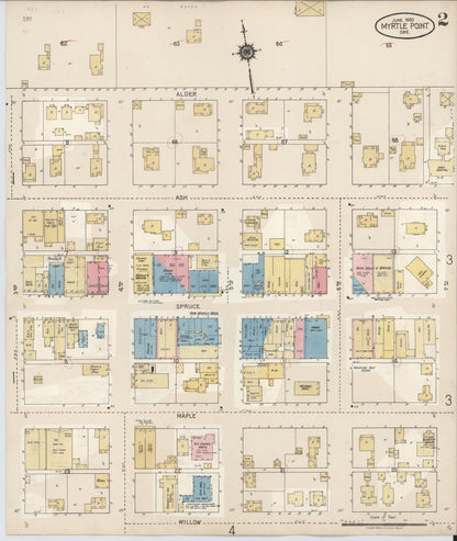 Sanborn Fire Insurance Map from Myrtle Point, Coos County, Oregon (1931), Sheet #0002 - Complete Map Set gallery image, historic Sanborn map, vintage wall art, Oregon Oregon