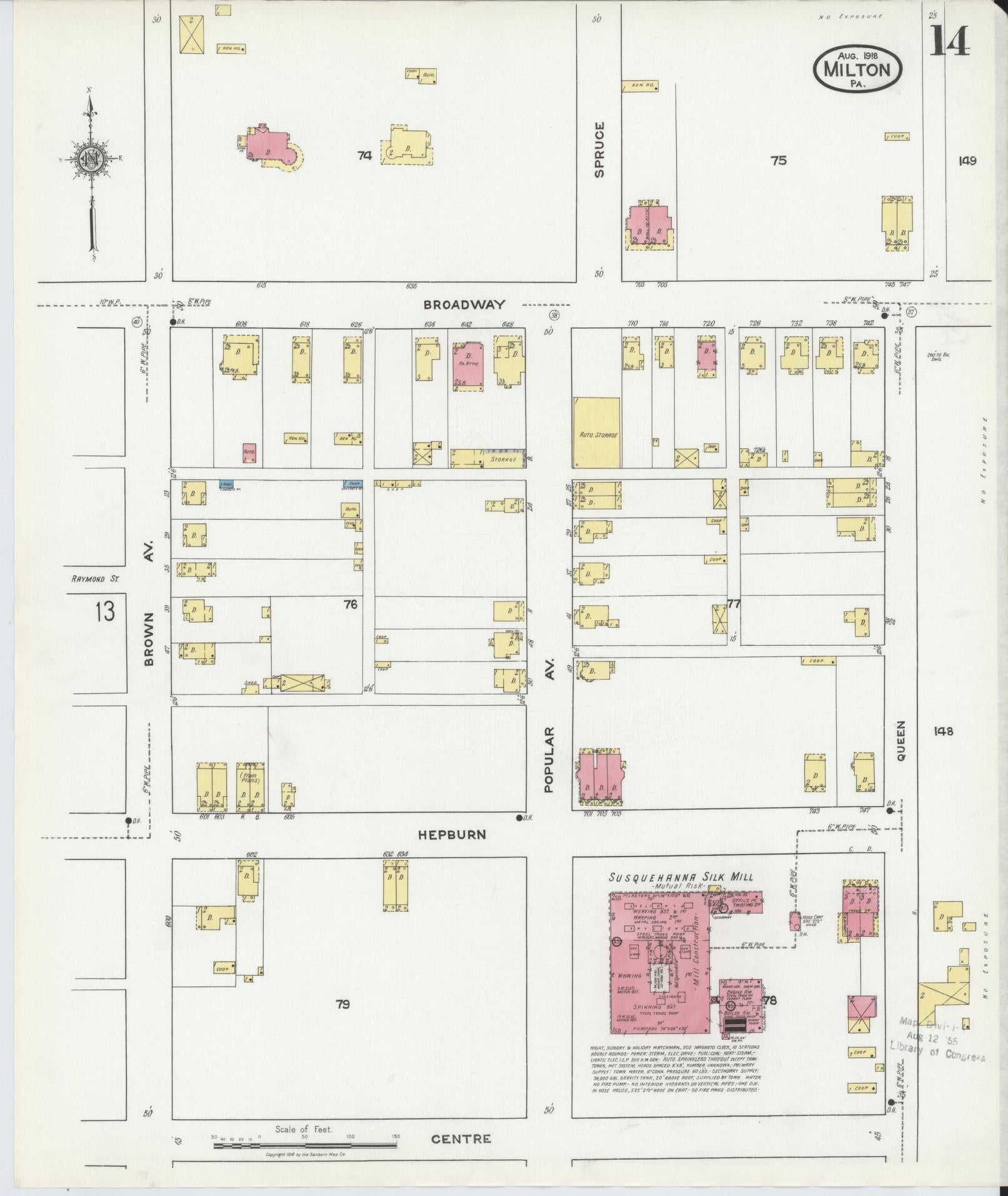 Sanborn Fire Insurance Map from Milton, Northumberland County, Pennsylvania (1918), Sheet #0014 - Complete Map Set gallery image, historic Sanborn map, vintage wall art, Pennsylvania Pennsylvania