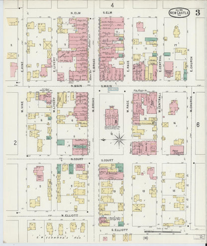 Sanborn Fire Insurance Map from New Castle, Henry County, Indiana (1896), Sheet #0003 - Complete Map Set gallery image, historic Sanborn map, vintage wall art, Indiana Indiana
