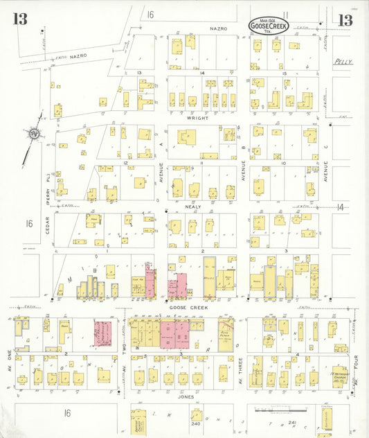 Sanborn Fire Insurance Map from Goose Creek, Harris County, Texas (1931), Sheet #0013 - Historic Sanborn Fire Insurance Map Print, vintage old map wall art, antique decor, genealogy gift, Texas Texas map