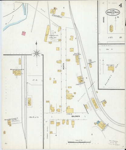 Sanborn Fire Insurance Map from Granite Falls, Yellow Medicine And Chippewa Counties, Minnesota (1899), Sheet #0004 - Complete Map Set gallery image, historic Sanborn map, vintage wall art, Minnesota Minnesota