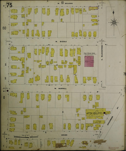 Sanborn Fire Insurance Map from Jackson, Jackson County, Michigan (1907), Sheet #0075 - Historic Sanborn Fire Insurance Map Print, vintage old map wall art, antique decor, genealogy gift, Michigan Michigan map