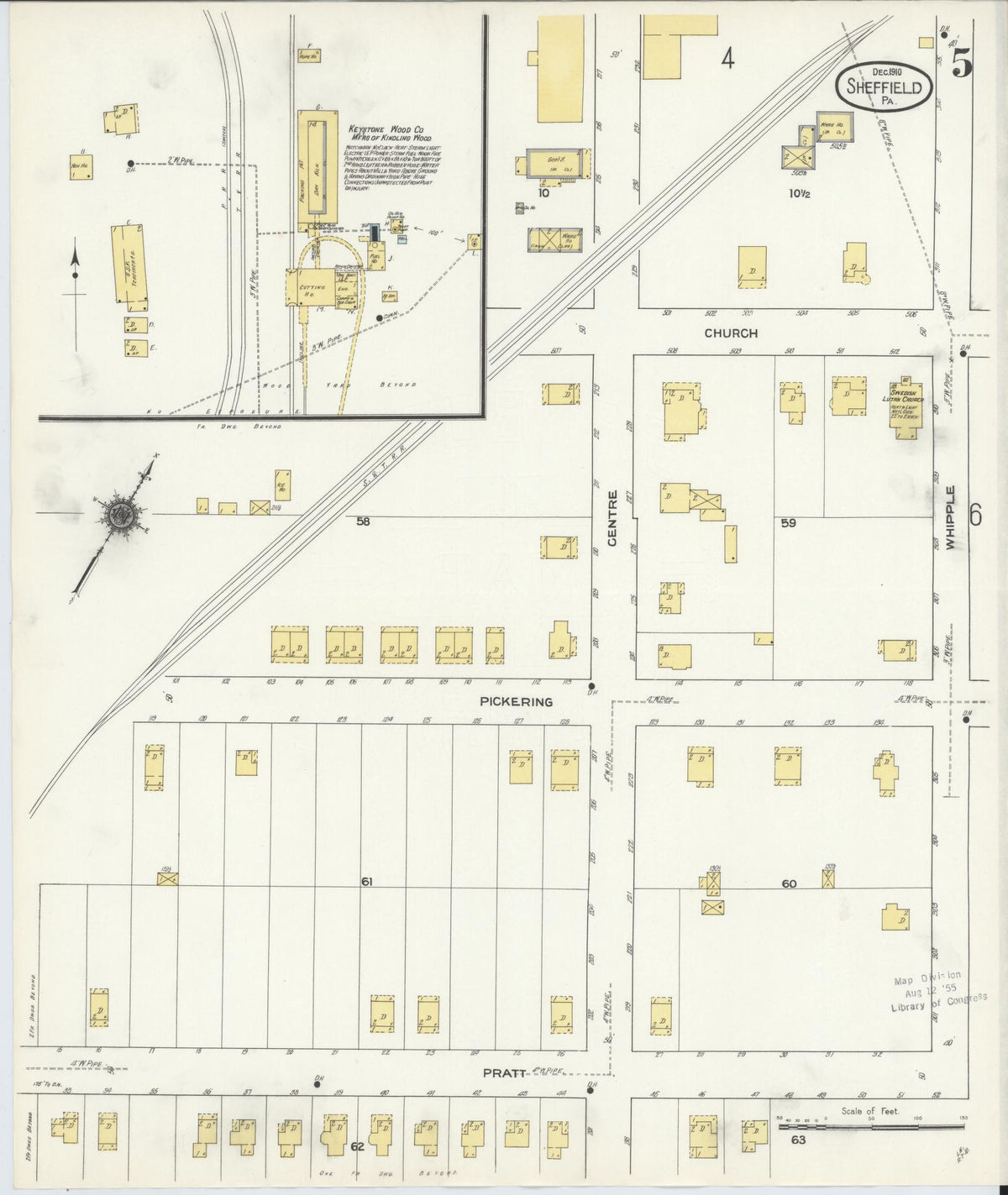 Sanborn Fire Insurance Map from Sheffield, Warren County, Pennsylvania (1910), Sheet #0005 - Historic Sanborn Fire Insurance Map Print, vintage old map wall art, antique decor, genealogy gift, Pennsylvania Pennsylvania map