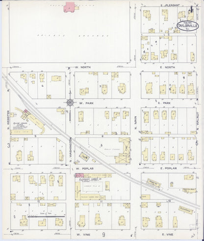 Sanborn Fire Insurance Map from Taylorville, Christian County, Illinois (1914), Sheet #0004 - Complete Map Set gallery image, historic Sanborn map, vintage wall art, Illinois Illinois
