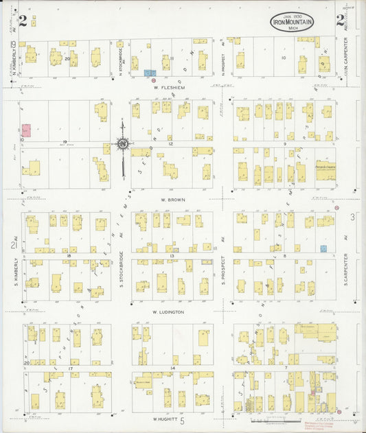 Sanborn Fire Insurance Map from Iron Mountain, Dickinson County, Michigan (1930), Sheet #0002 - Historic Sanborn Fire Insurance Map Print, vintage old map wall art, antique decor, genealogy gift, Michigan Michigan map