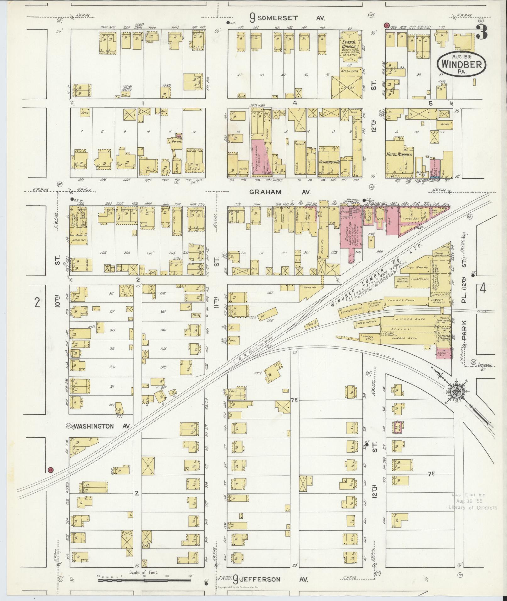 Sanborn Fire Insurance Map from Windber, Somerset County, Pennsylvania (1916), Sheet #0003 - Historic Sanborn Fire Insurance Map Print, vintage old map wall art, antique decor, genealogy gift, Pennsylvania Pennsylvania map