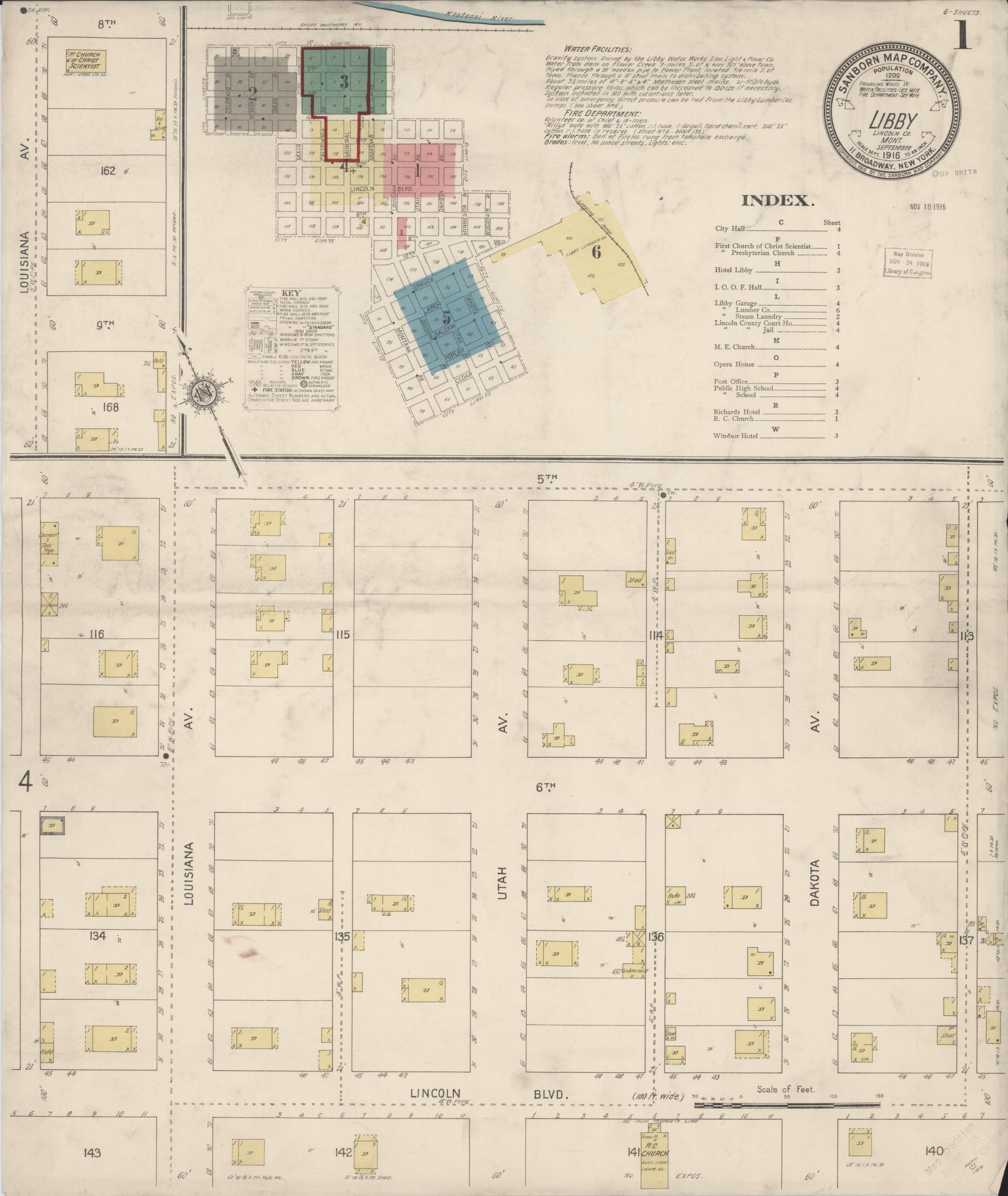 Sanborn Fire Insurance Map from Libby, Lincoln County, Montana. (1916) – Historic Sanborn Fire Insurance Map Print