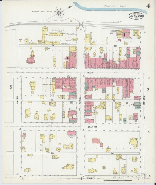 Sanborn Fire Insurance Map from Le Sueur, Le Sueur County, Minnesota (1902), Sheet #0004 - Historic Sanborn Fire Insurance Map Print, vintage old map wall art, antique decor, genealogy gift, Minnesota Minnesota map