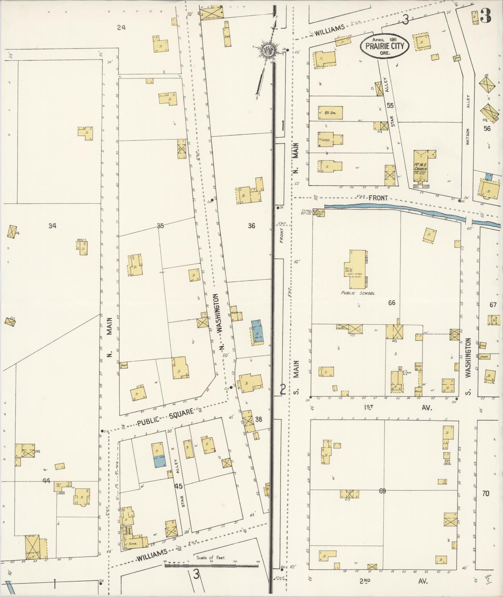Sanborn Fire Insurance Map from Prairie City, Grant County, Oregon (1911), Sheet #0003 - Complete Map Set gallery image, historic Sanborn map, vintage wall art, Oregon Oregon