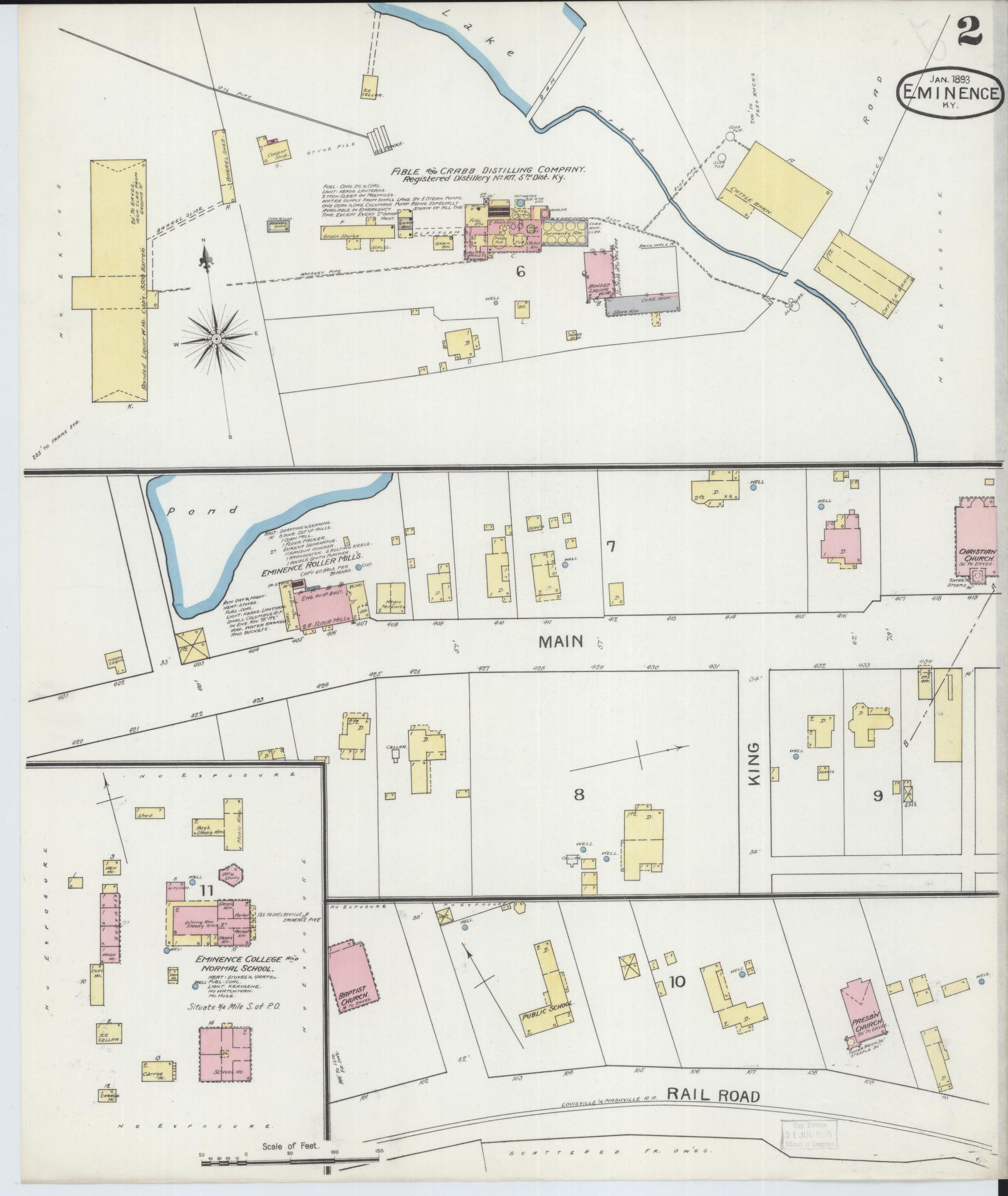 Sanborn Fire Insurance Map from Eminence, Henry County, Kentucky (1893), Sheet #0002 - Complete Map Set gallery image, historic Sanborn map, vintage wall art, Kentucky Kentucky