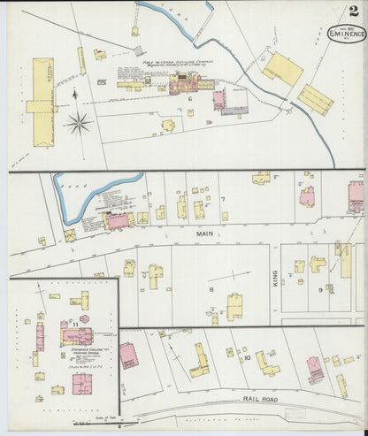 Sanborn Fire Insurance Map from Eminence, Henry County, Kentucky (1893), Sheet #0002 - Complete Map Set gallery image, historic Sanborn map, vintage wall art, Kentucky Kentucky