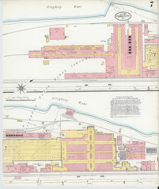 Sanborn Fire Insurance Map from Ford City, Armstrong County, Pennsylvania (1904), Sheet #0007 - Historic Sanborn Fire Insurance Map Print, vintage old map wall art, antique decor, genealogy gift, Pennsylvania Pennsylvania map