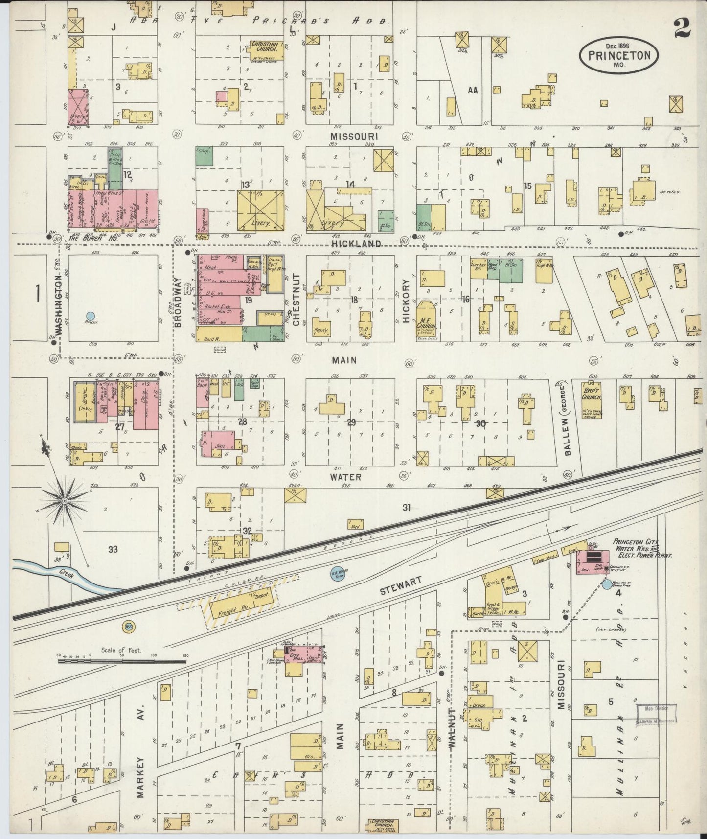 Sanborn Fire Insurance Map from Princeton, Mercer County, Missouri (1898), Sheet #0002 - Complete Map Set gallery image, historic Sanborn map, vintage wall art, Missouri Missouri