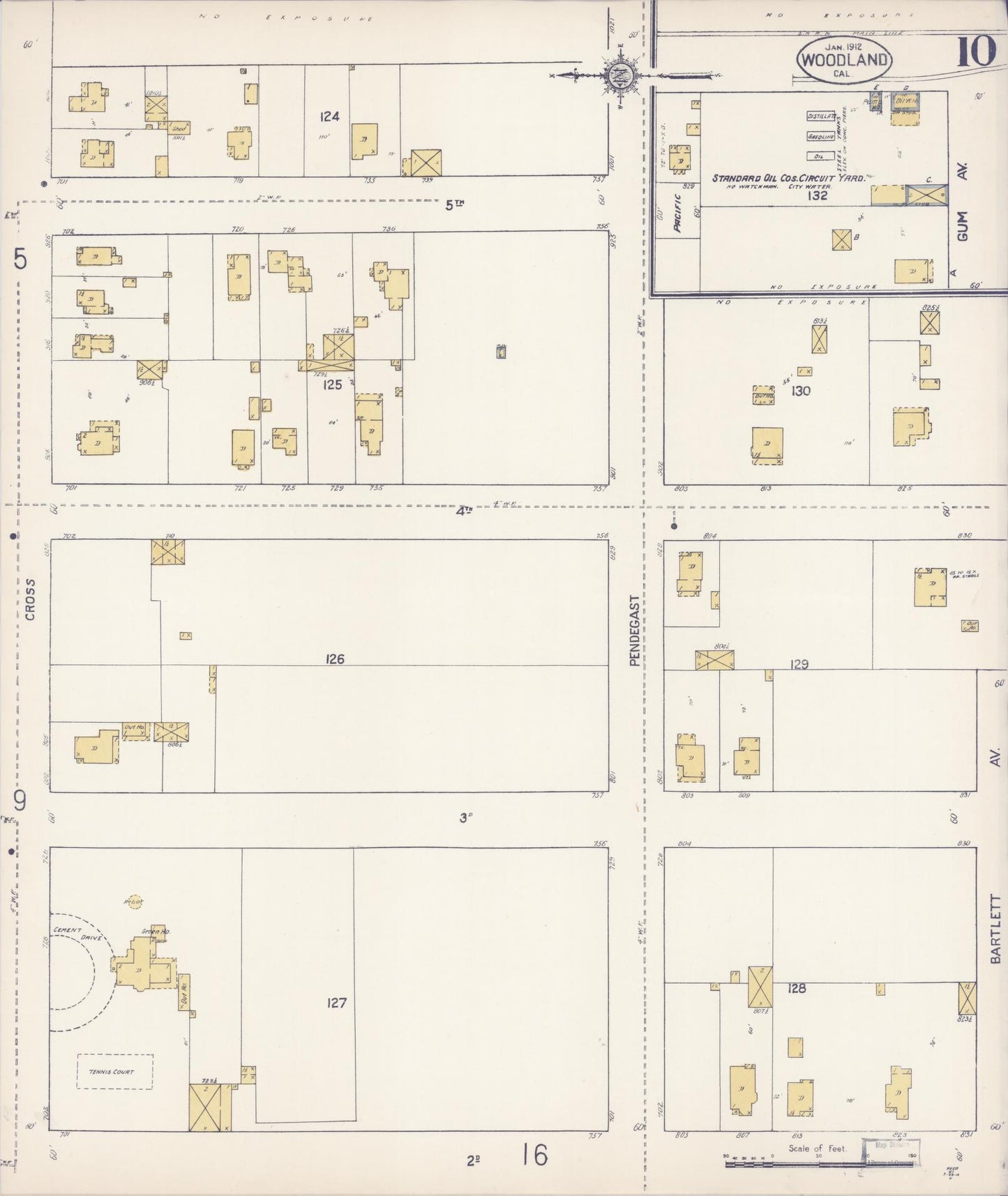 Sanborn Fire Insurance Map from Woodland, Yolo County, California (1912), Sheet #0010 - Complete Map Set gallery image, historic Sanborn map, vintage wall art, California California