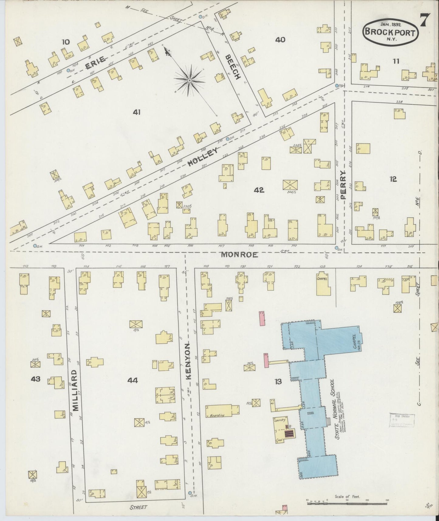 Sanborn Fire Insurance Map from Brockport, Monroe County, New York (1892), Sheet #0007 - Complete Map Set gallery image, historic Sanborn map, vintage wall art, New York New York
