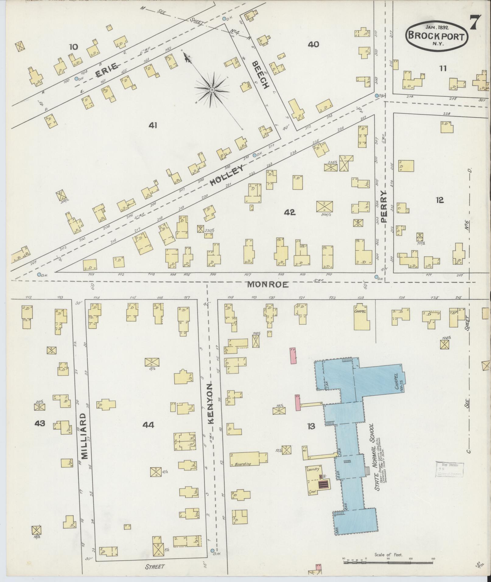 Sanborn Fire Insurance Map from Brockport, Monroe County, New York (1892), Sheet #0007 - Complete Map Set gallery image, historic Sanborn map, vintage wall art, New York New York