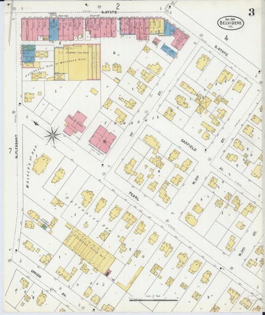 Sanborn Fire Insurance Map from Belvidere, Boone County, Illinois (1904), Sheet #0003 - Historic Sanborn Fire Insurance Map Print, vintage old map wall art, antique decor, genealogy gift, Illinois Illinois map