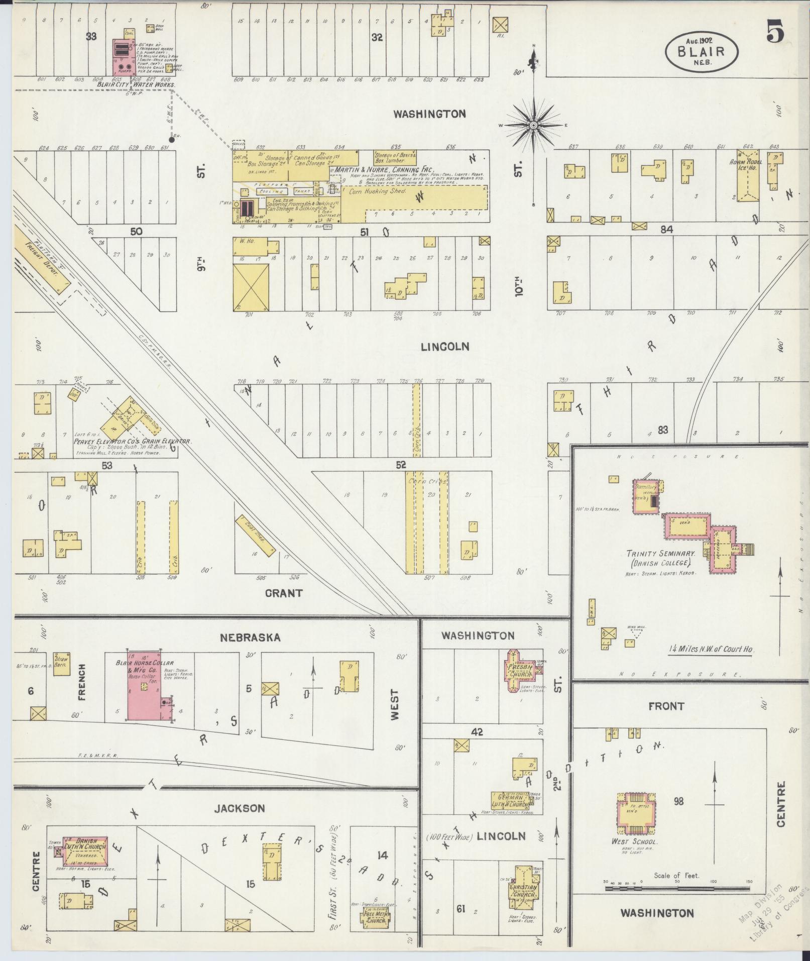 Sanborn Fire Insurance Map from Blair, Washington County, Nebraska (1902), Sheet #0005 - Historic Sanborn Fire Insurance Map Print, vintage old map wall art, antique decor, genealogy gift, Nebraska Nebraska map