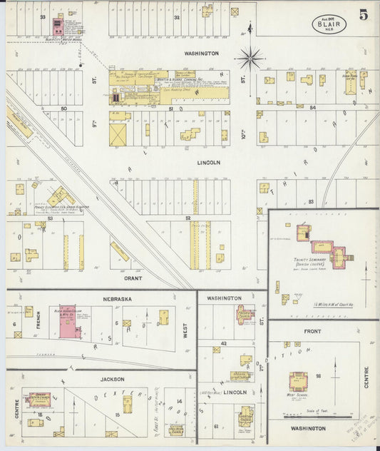 Sanborn Fire Insurance Map from Blair, Washington County, Nebraska (1902), Sheet #0005 - Historic Sanborn Fire Insurance Map Print, vintage old map wall art, antique decor, genealogy gift, Nebraska Nebraska map