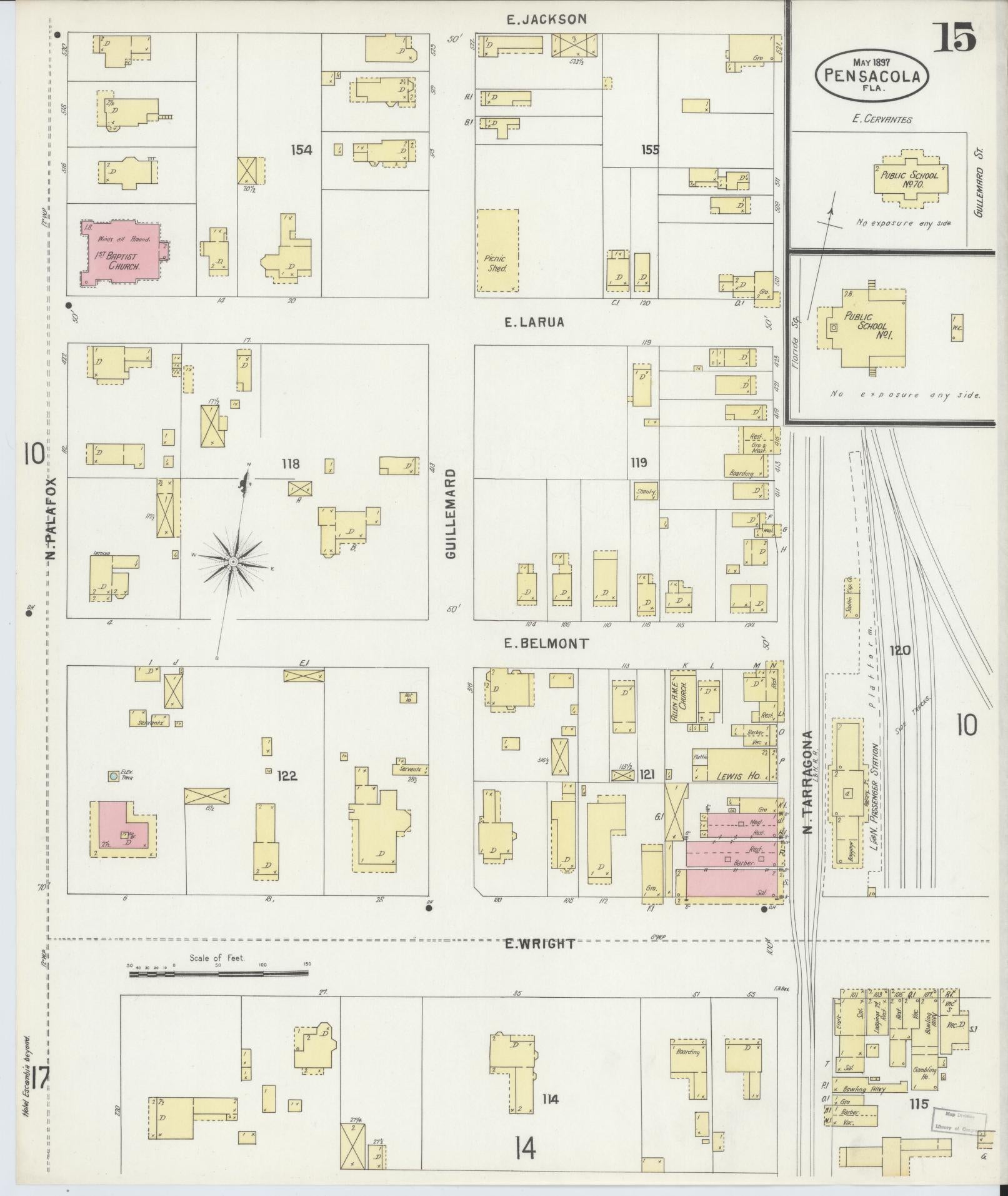 Sanborn Fire Insurance Map from Pensacola, Escambia County, Florida (1897), Sheet #0015 - Complete Map Set gallery image, historic Sanborn map, vintage wall art, Florida Florida