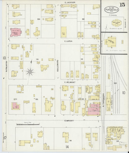 Sanborn Fire Insurance Map from Pensacola, Escambia County, Florida (1897), Sheet #0015 - Complete Map Set gallery image, historic Sanborn map, vintage wall art, Florida Florida