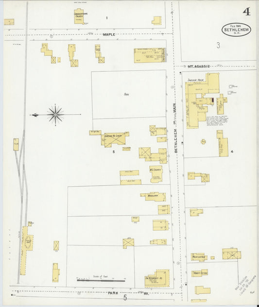 Sanborn Fire Insurance Map from Bethlehem, Grafton County, New Hampshire (1905), Sheet #0004 - Historic Sanborn Fire Insurance Map Print, vintage old map wall art, antique decor, genealogy gift, New Hampshire New Hampshire map