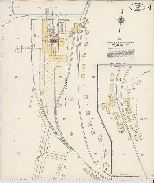 Sanborn Fire Insurance Map from Banks, Washington County, Oregon (1928), Sheet #0004 - Historic Sanborn Fire Insurance Map Print, vintage old map wall art, antique decor, genealogy gift, Oregon Oregon map