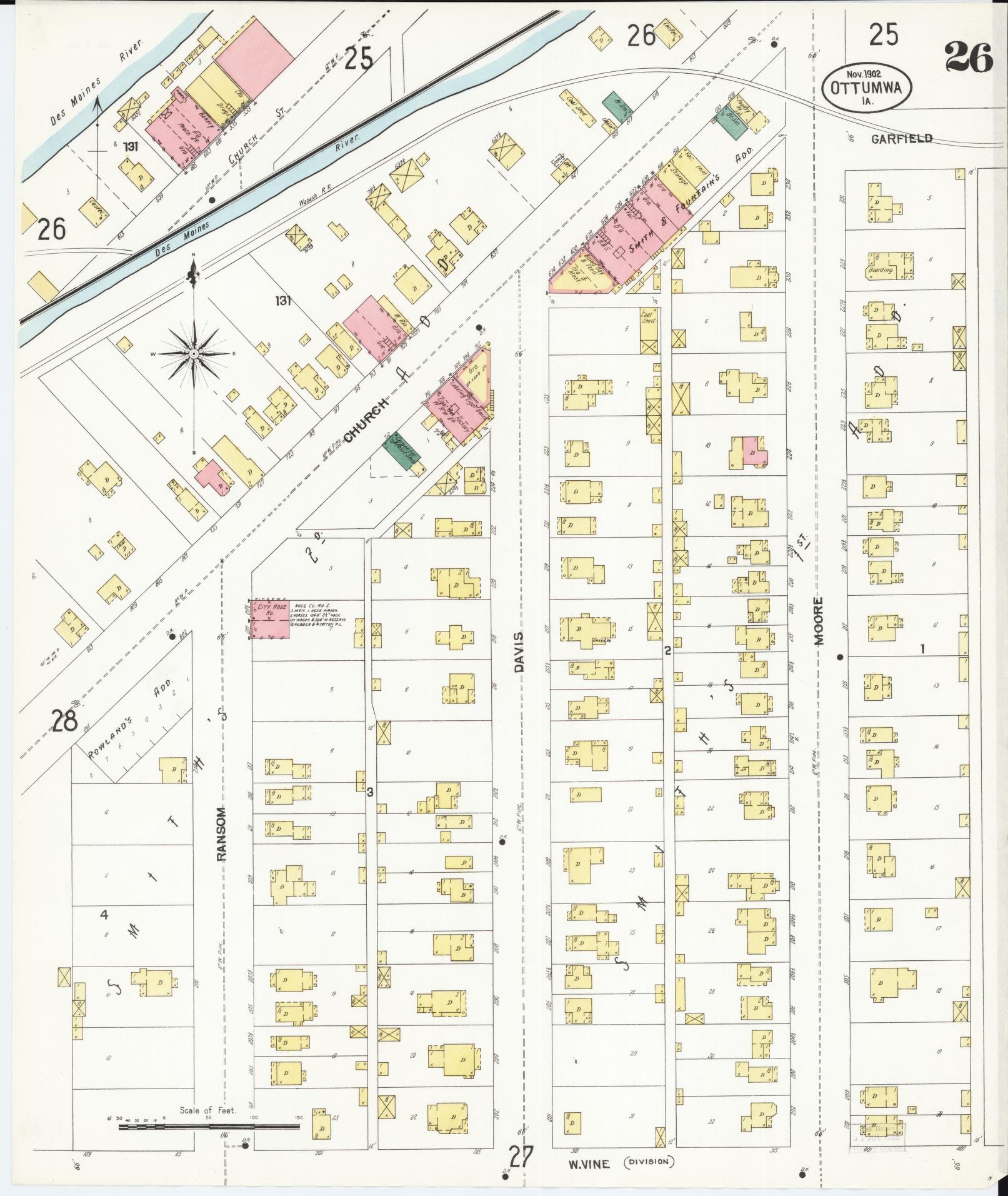 Sanborn Fire Insurance Map from Ottumwa, Wapello County, Iowa (1902), Sheet #0026 - Historic Sanborn Fire Insurance Map Print