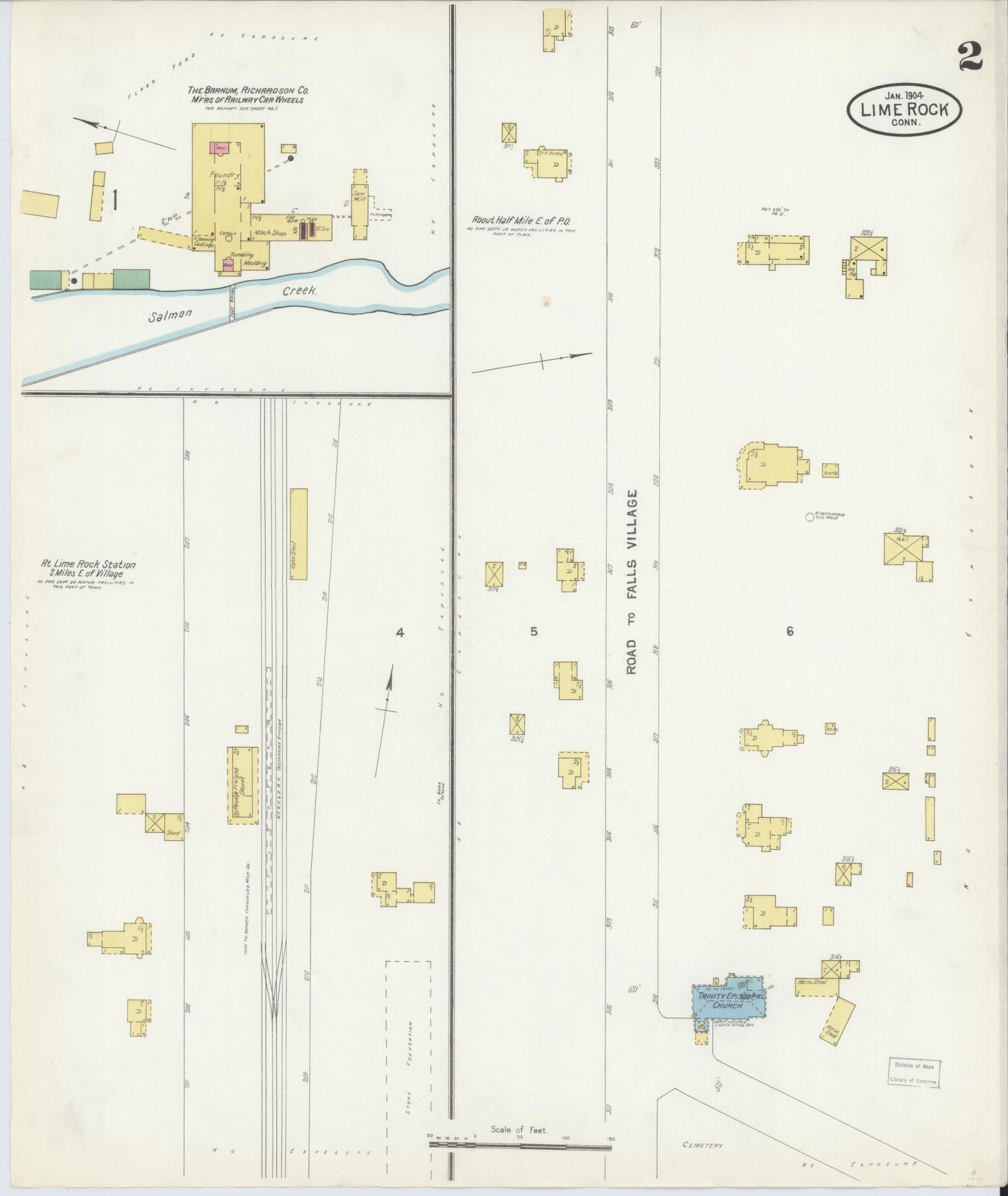 Sanborn Fire Insurance Map from Lime Rock, Litchfield County, Connecticut (1904), Sheet #0002 - Complete Map Set gallery image, historic Sanborn map, vintage wall art, Connecticut Connecticut