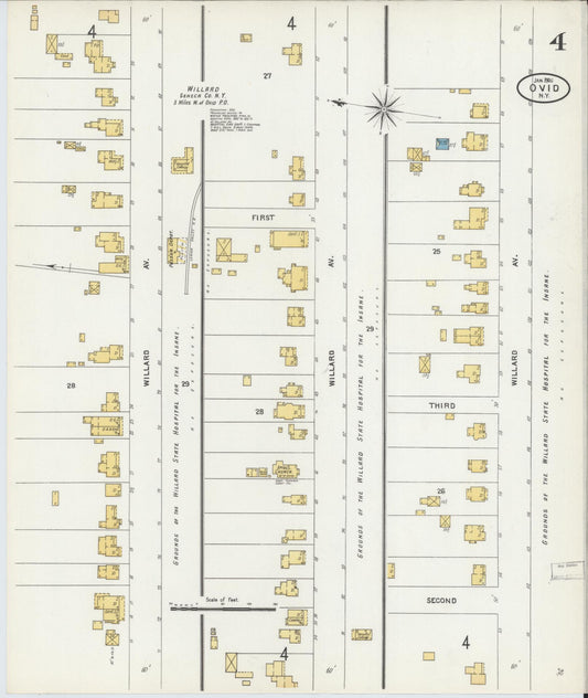 Sanborn Fire Insurance Map from Ovid, Seneca County, New York (1906), Sheet #0004 - Historic Sanborn Fire Insurance Map Print, vintage old map wall art, antique decor, genealogy gift, New York New York map