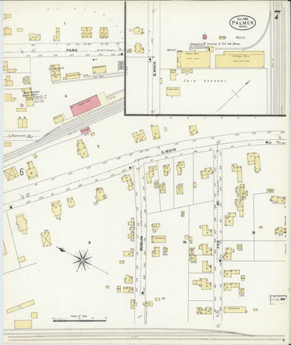 Sanborn Fire Insurance Map from Palmer, Hampden County, Massachusetts (1906), Sheet #0007 - Complete Map Set gallery image, historic Sanborn map, vintage wall art, Massachusetts Massachusetts